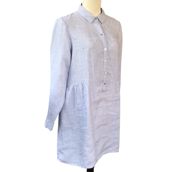 H Halston 100% Linen Collared Shirt Dress - Picture 2 of 6